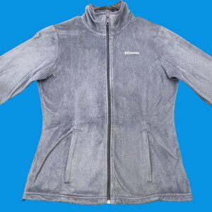Columbia Womens Full-Zip Purple Fleece Jacket Casual Adjustable Hem Size Medium